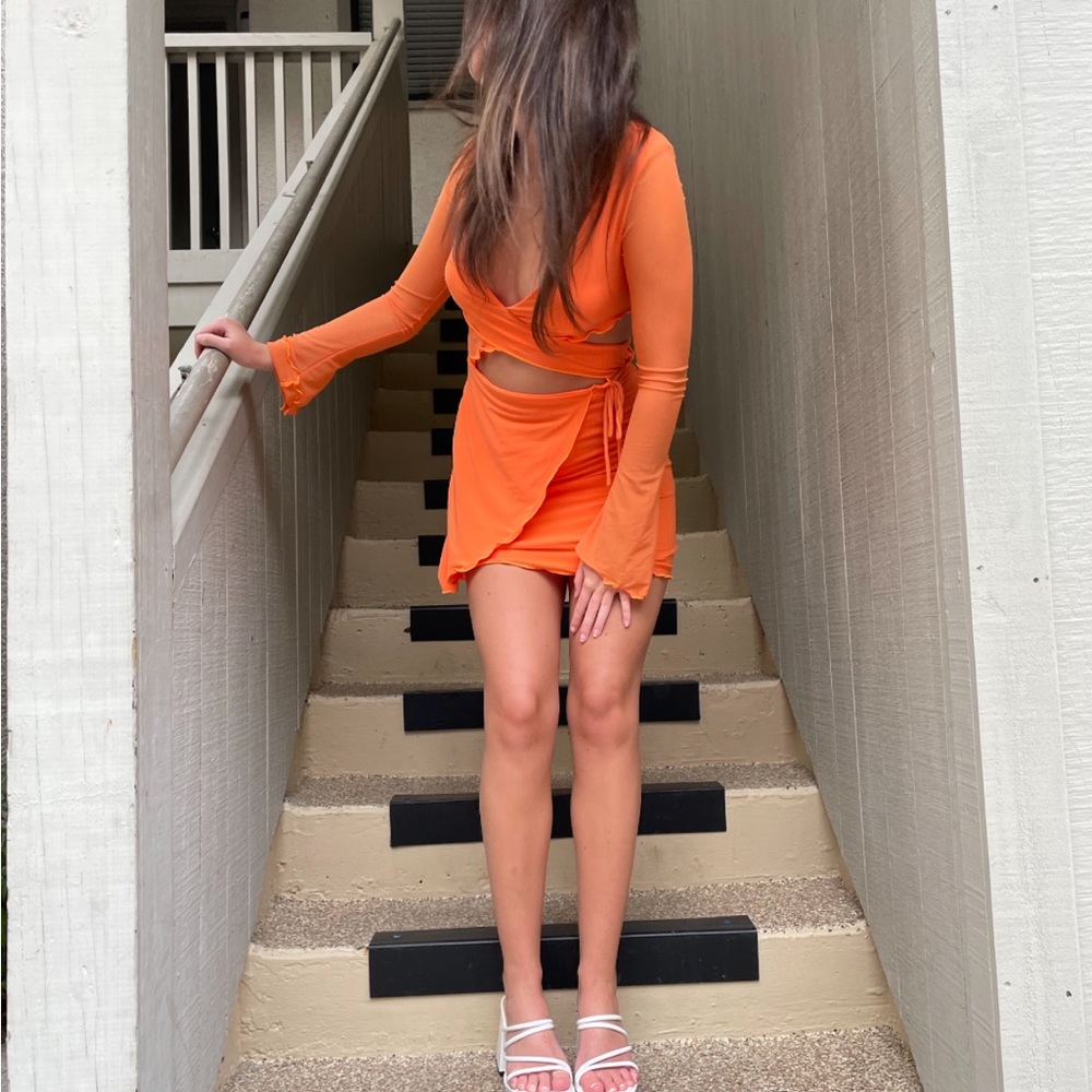 Tiger Mist Orange Wrap Dress